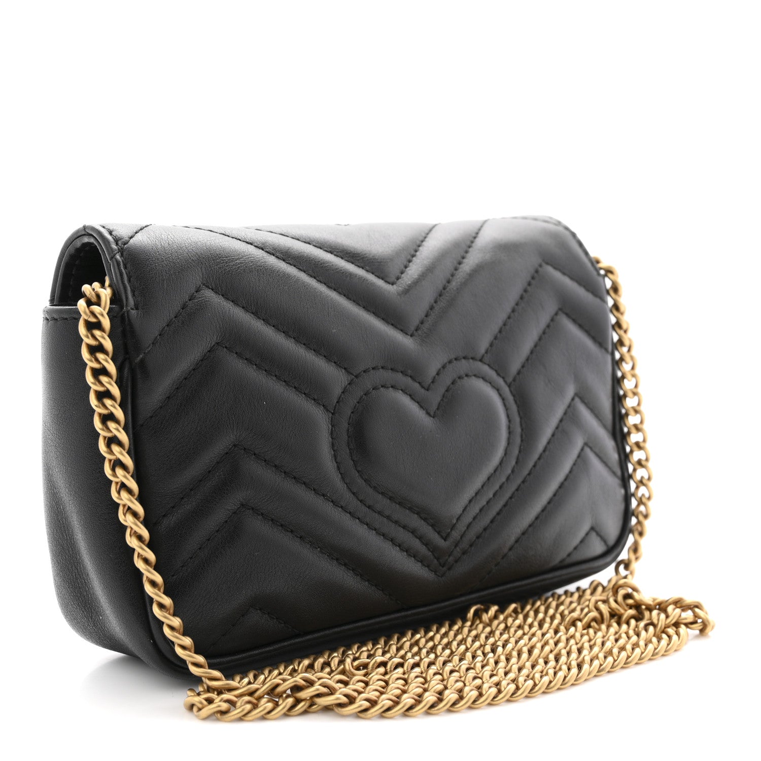 Gucci Calfskin Matelasse Super Mini GG Marmont Shoulder Bag Black 3 of 10