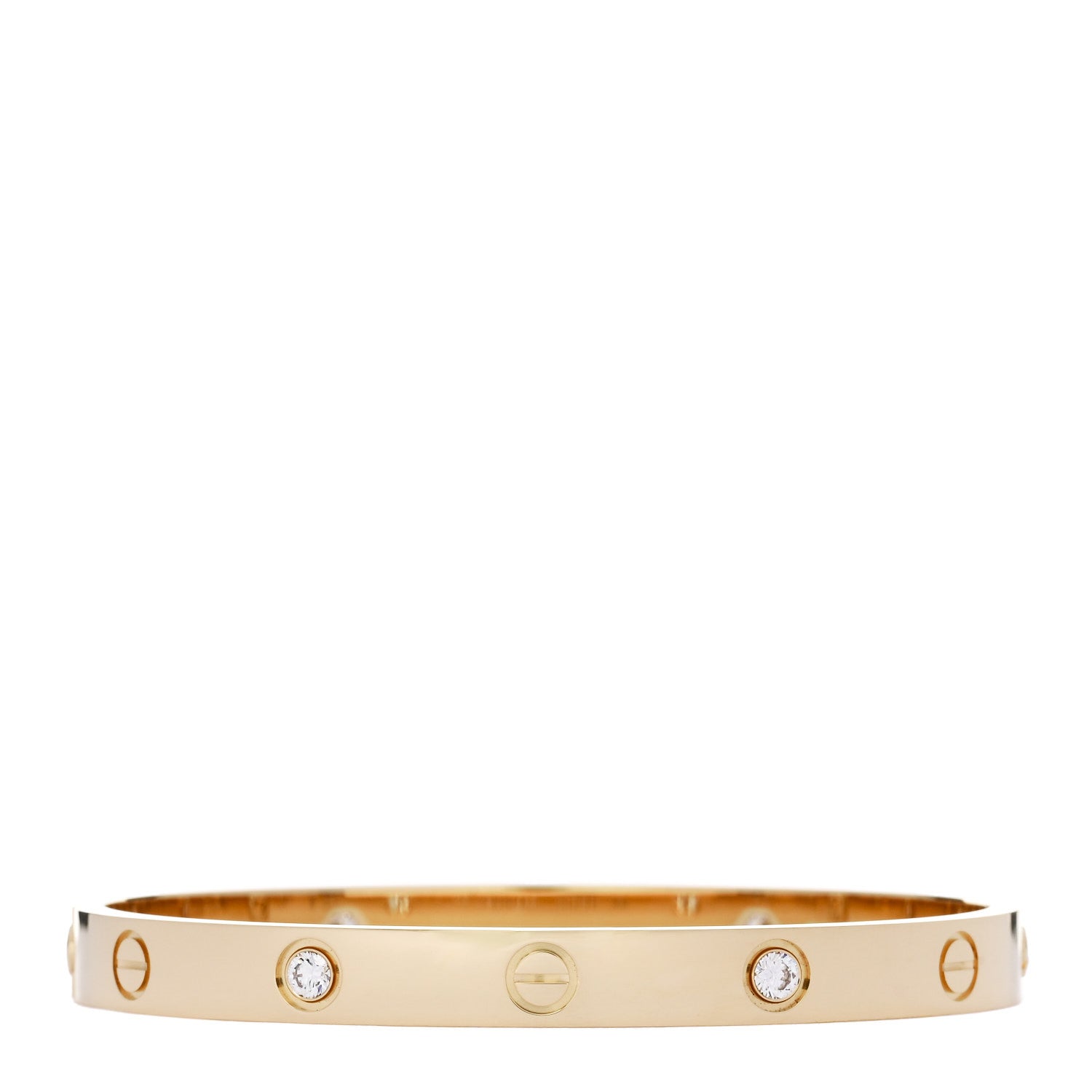 Cartier 18K Yellow Gold 4 Diamond LOVE Bracelet 17 2 of 7
