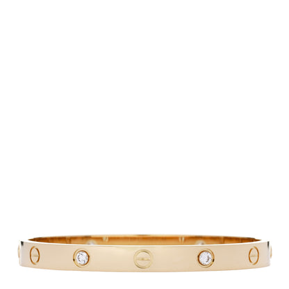 Cartier 18K Yellow Gold 4 Diamond LOVE Bracelet 17 2 of 7