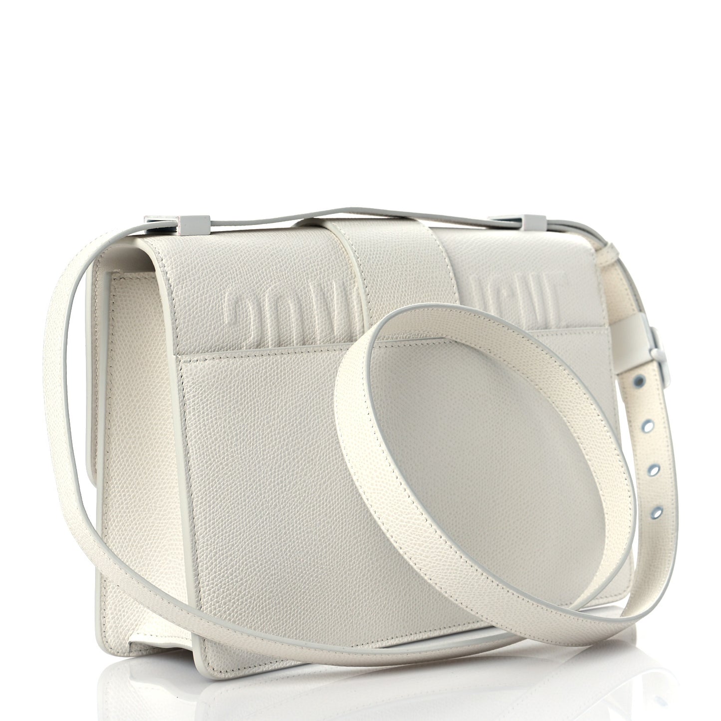 Ultra Matte Grained Calfskin 30 Montaigne Flap Bag White