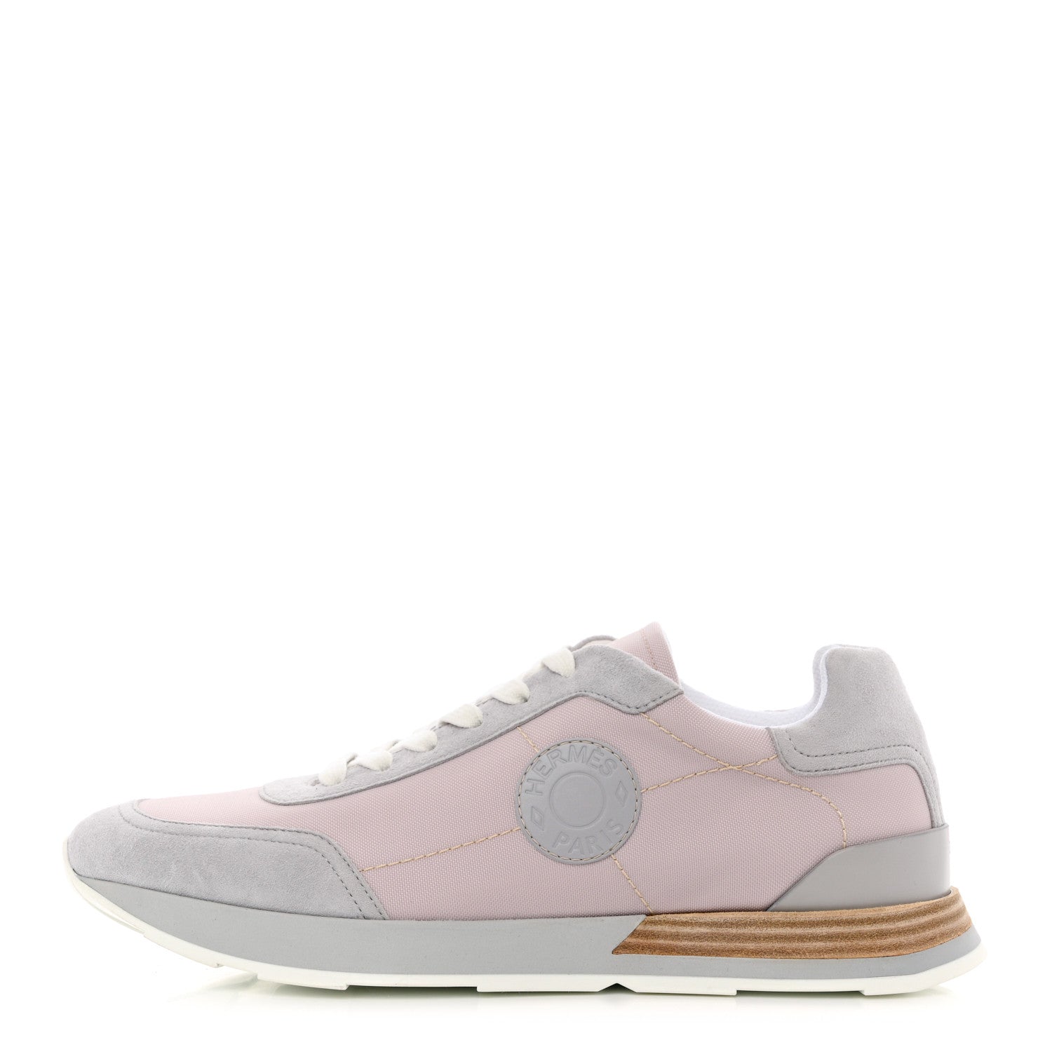 Hermes Technical Canvas Suede Goatskin Drive Sneakers 40 Rose Aube 1 of 8