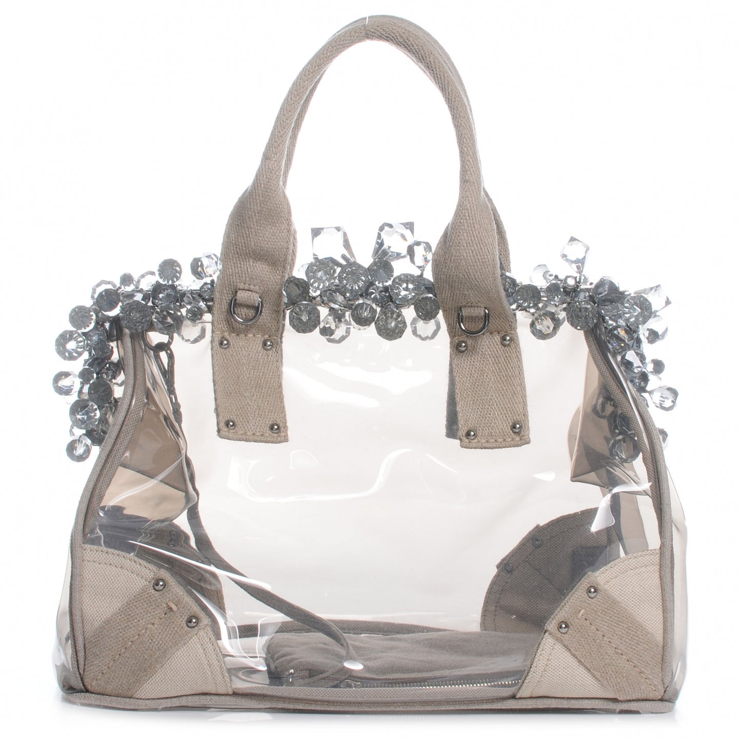 Canvas Plexiglass Frame Crystal Cluster Bag Naturale