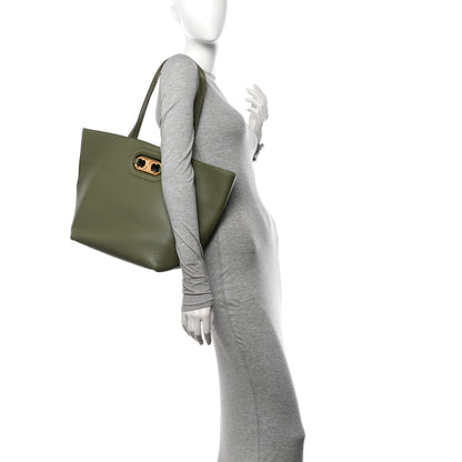 Celine Grained Calfskin Maillon Triomphe Medium Cabas Light Khaki 2 of 12