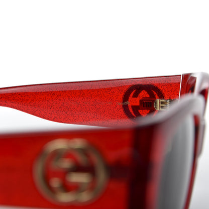 Gucci Acetate Glitter Round Frame Sunglasses GG0142SA Red 6 of 8