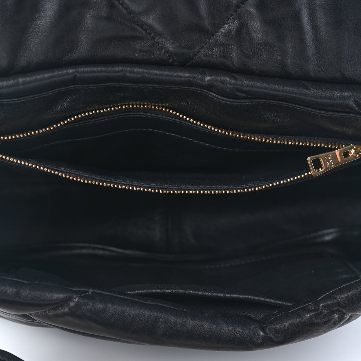 Nappa Soft Padded Logo Embossed Triangle Quilted Shoulder Bag Black