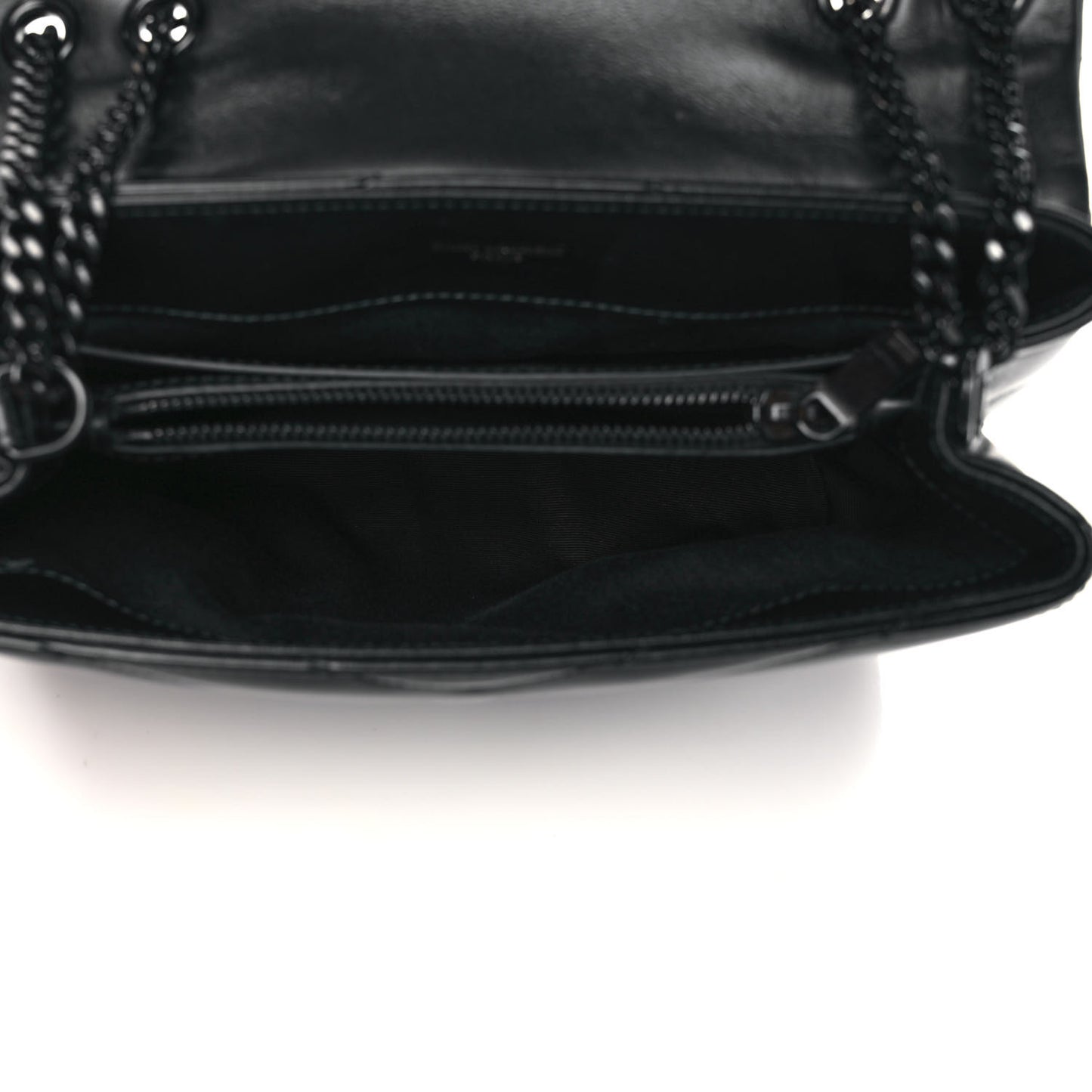Calfskin Y Quilted Monogram Monochrome Small Loulou Chain Satchel Black