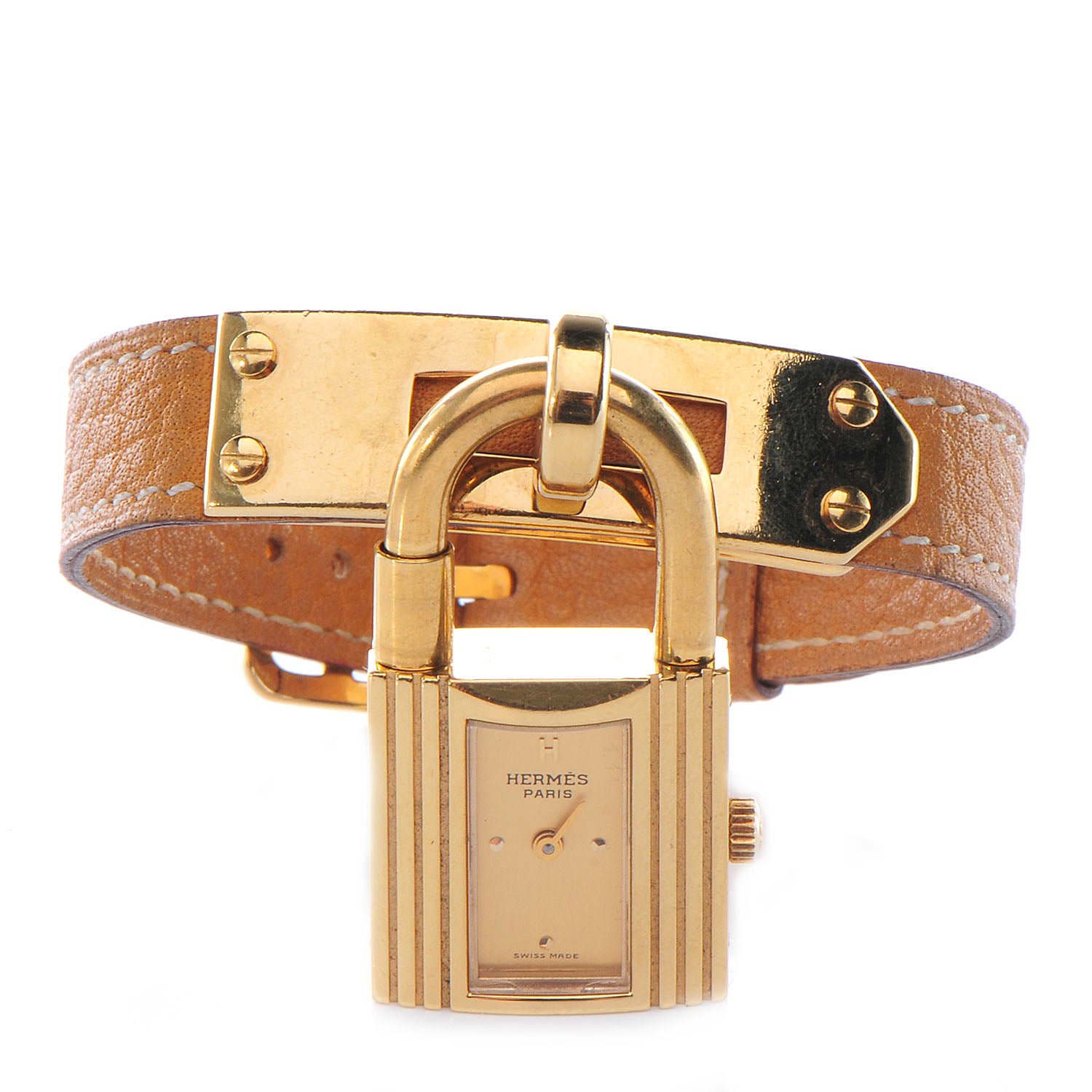 Hermes Stainless Steel Clemence 20mm Kelly Cadena Quartz Watch Gold 1 of 7