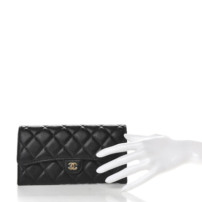 Chanel Caviar Quilted Large Gusset Flap Wallet Black 2 of 9