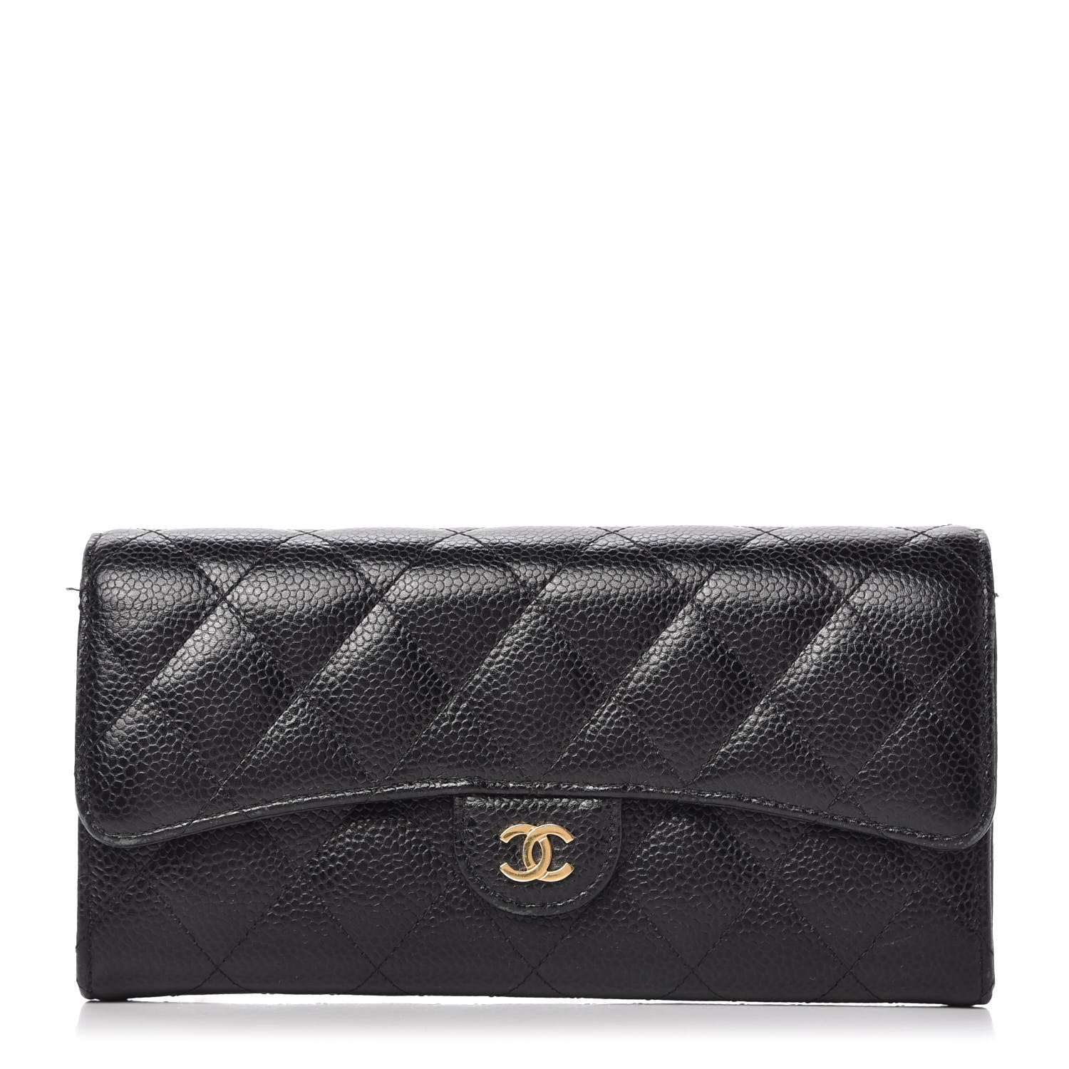 Chanel Caviar Quilted Large Gusset Flap Wallet Black 1 of 11