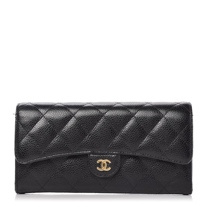 Chanel Caviar Quilted Large Gusset Flap Wallet Black 1 of 11