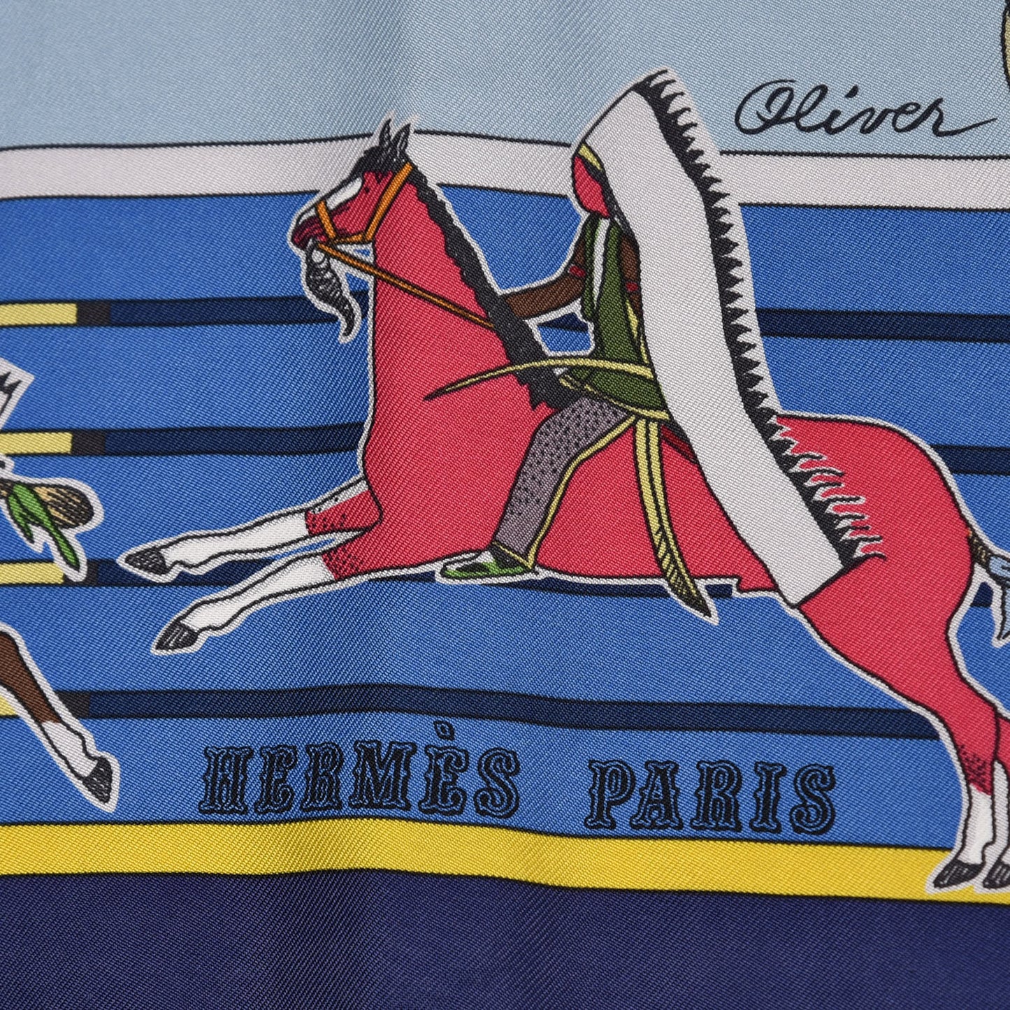 Silk Pani La Shar Pawnee Wash Scarf 90 Bleu Ciel Marine Vert