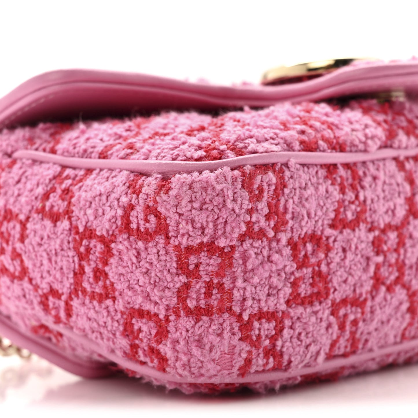 Tweed GG Monogram Mini GG Marmont Shoulder Bag Pink Red