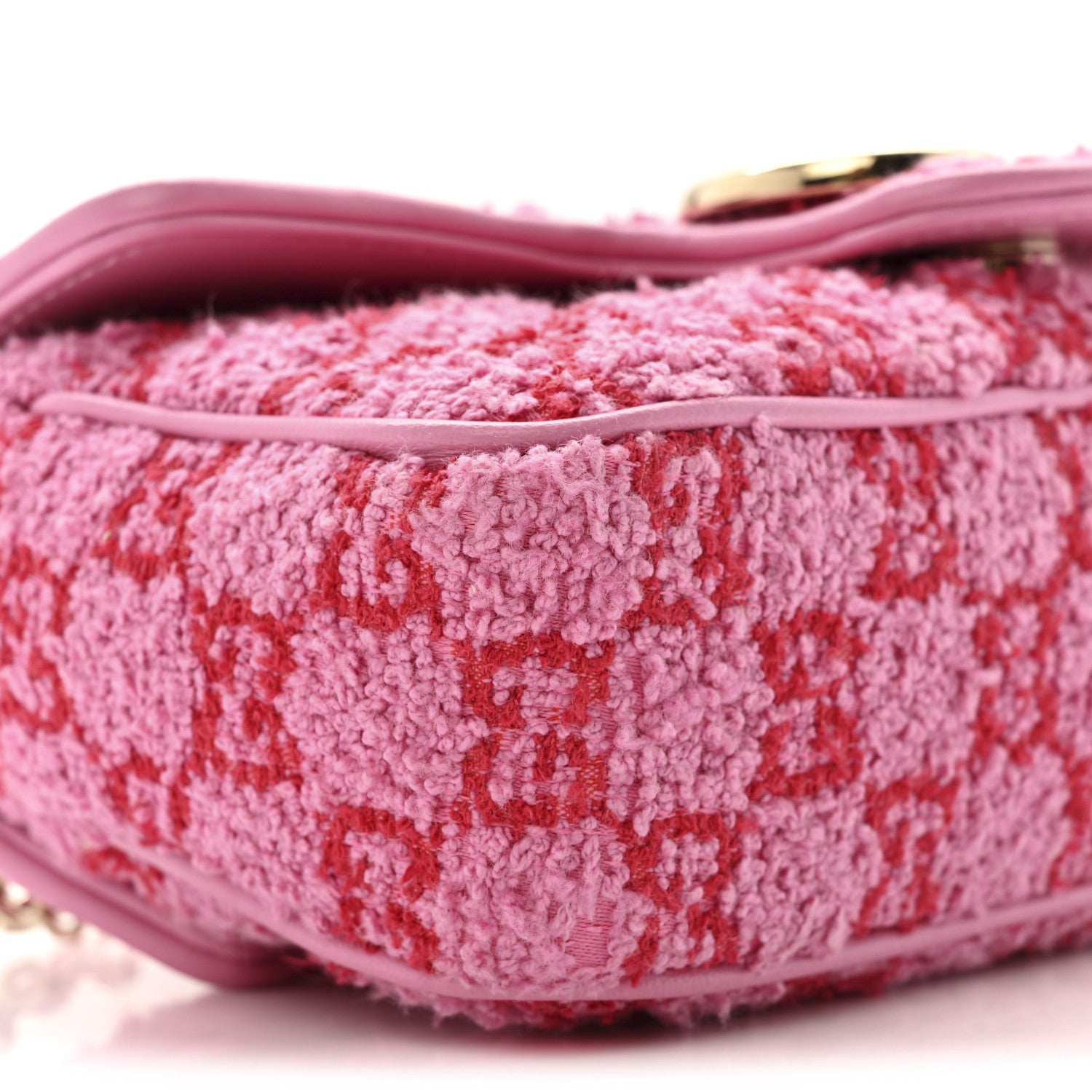 Gucci Tweed GG Monogram Mini GG Marmont Shoulder Bag Pink Red 9 of 12