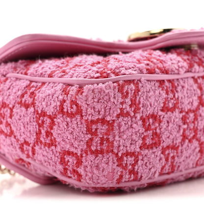 Gucci Tweed GG Monogram Mini GG Marmont Shoulder Bag Pink Red 9 of 12