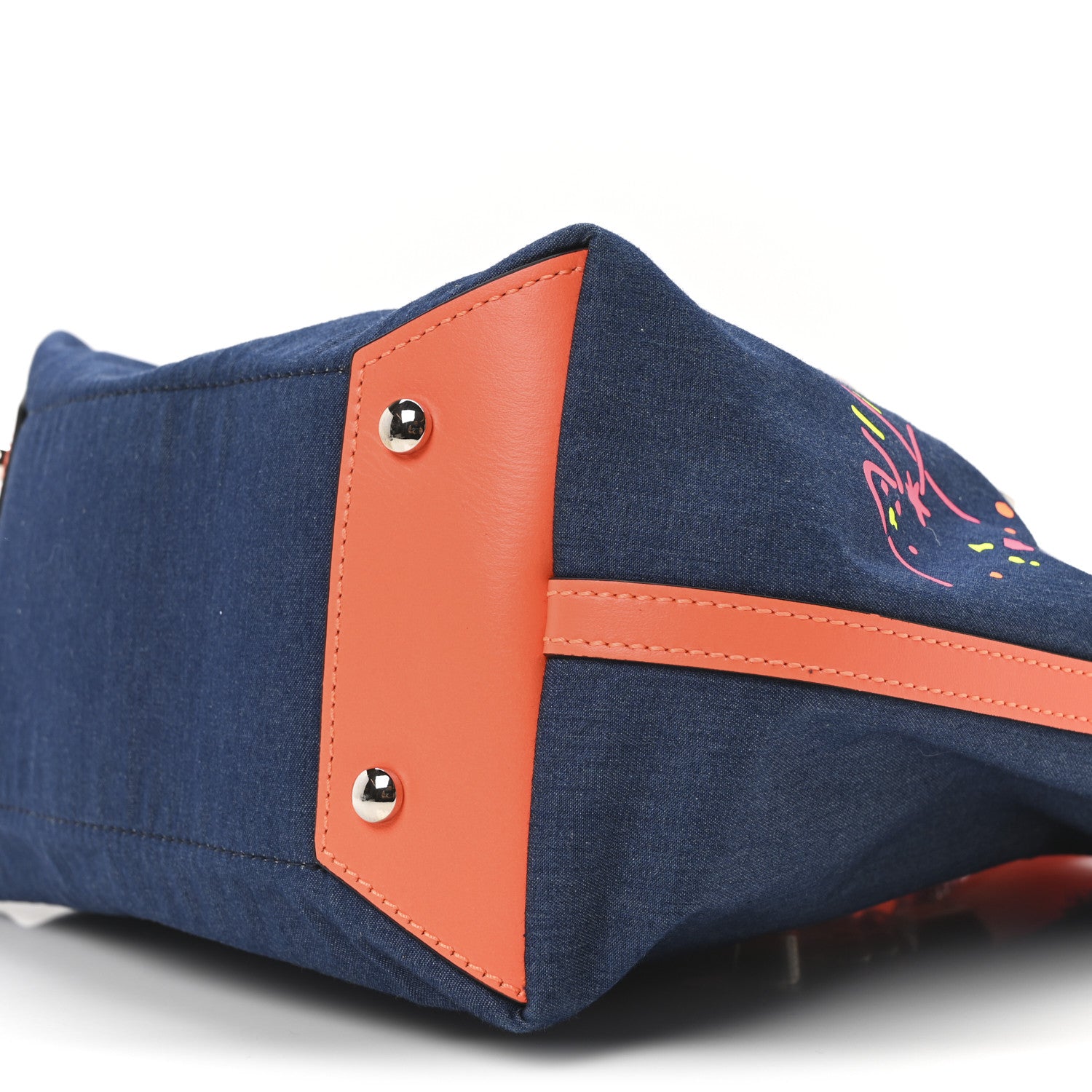 Christian Louboutin Denim Printed Mini Frangibus Tote Blue Multicolor 8 of 8