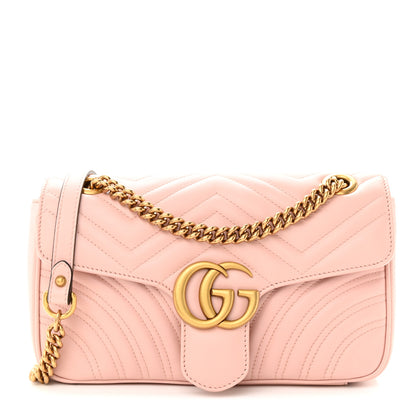 Gucci Calfskin Matelasse Small GG Marmont Shoulder Bag Perfect Pink 1 of 10