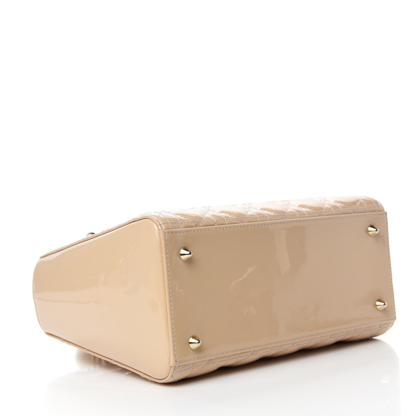 Patent Cannage Medium Lady Dior Beige