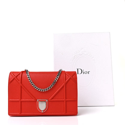 Christian Dior Grained Calfskin Diorama Wallet on Chain Pouch Rouge Vif 8 of 8