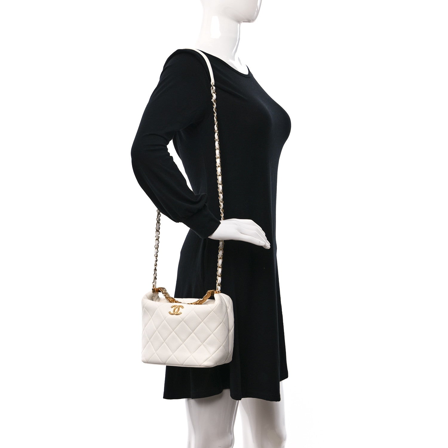 Chanel Lambskin Quilted CC Crystal Signature Chain Hobo White 2 of 11