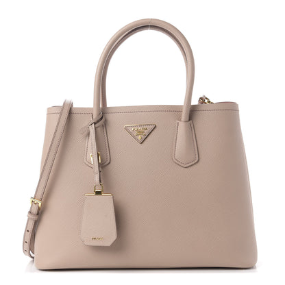Prada Saffiano Cuir Medium Double Bag Cammeo Rosa 1 of 16