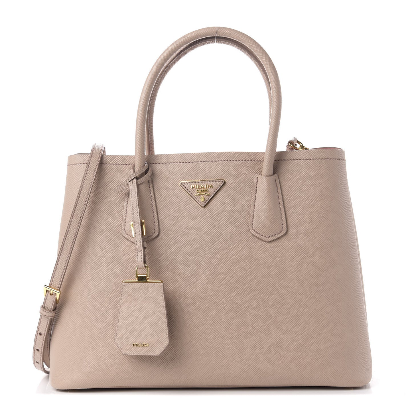 Saffiano Cuir Medium Double Bag Cammeo Rosa