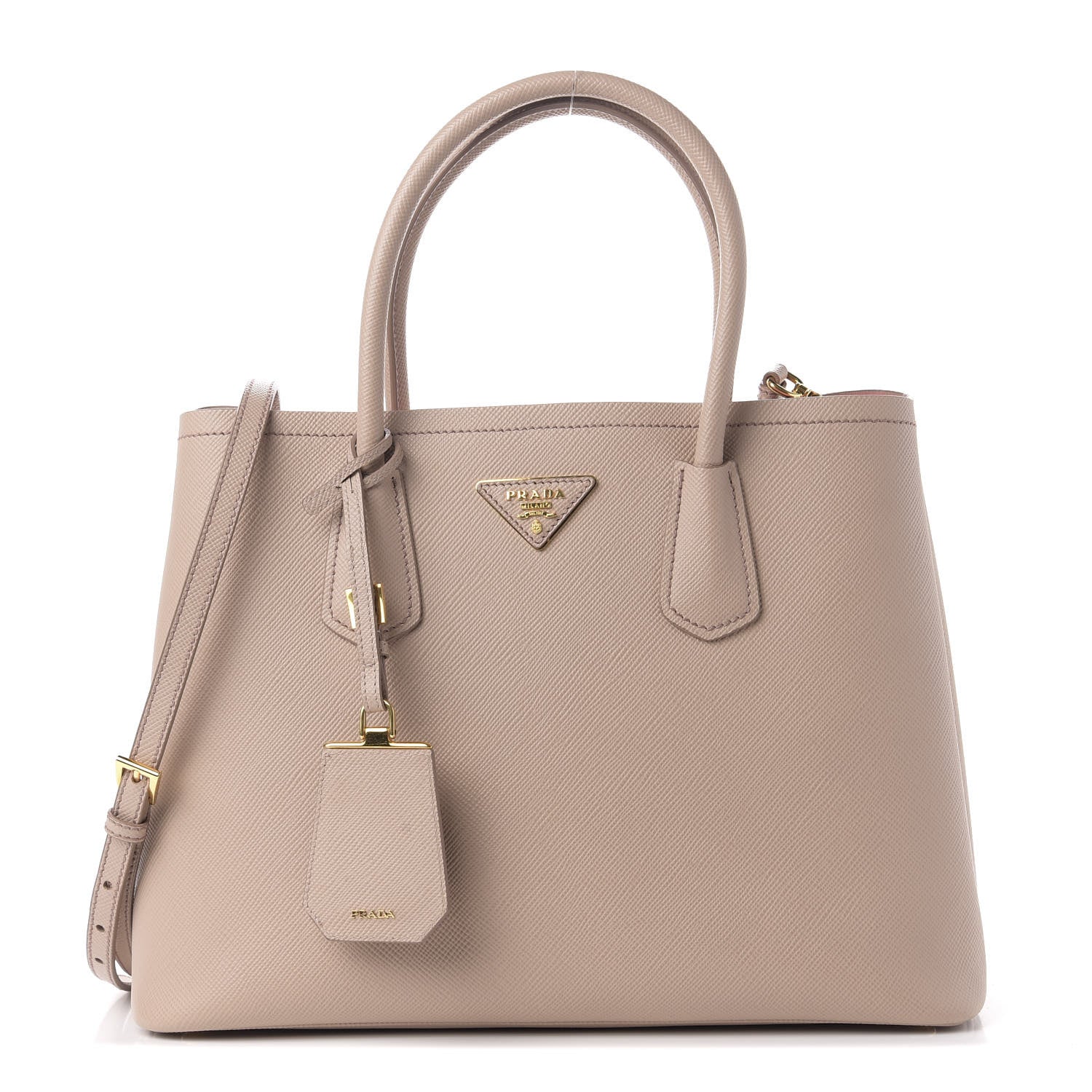Prada Saffiano Cuir Medium Double Bag Cammeo Rosa 1 of 16