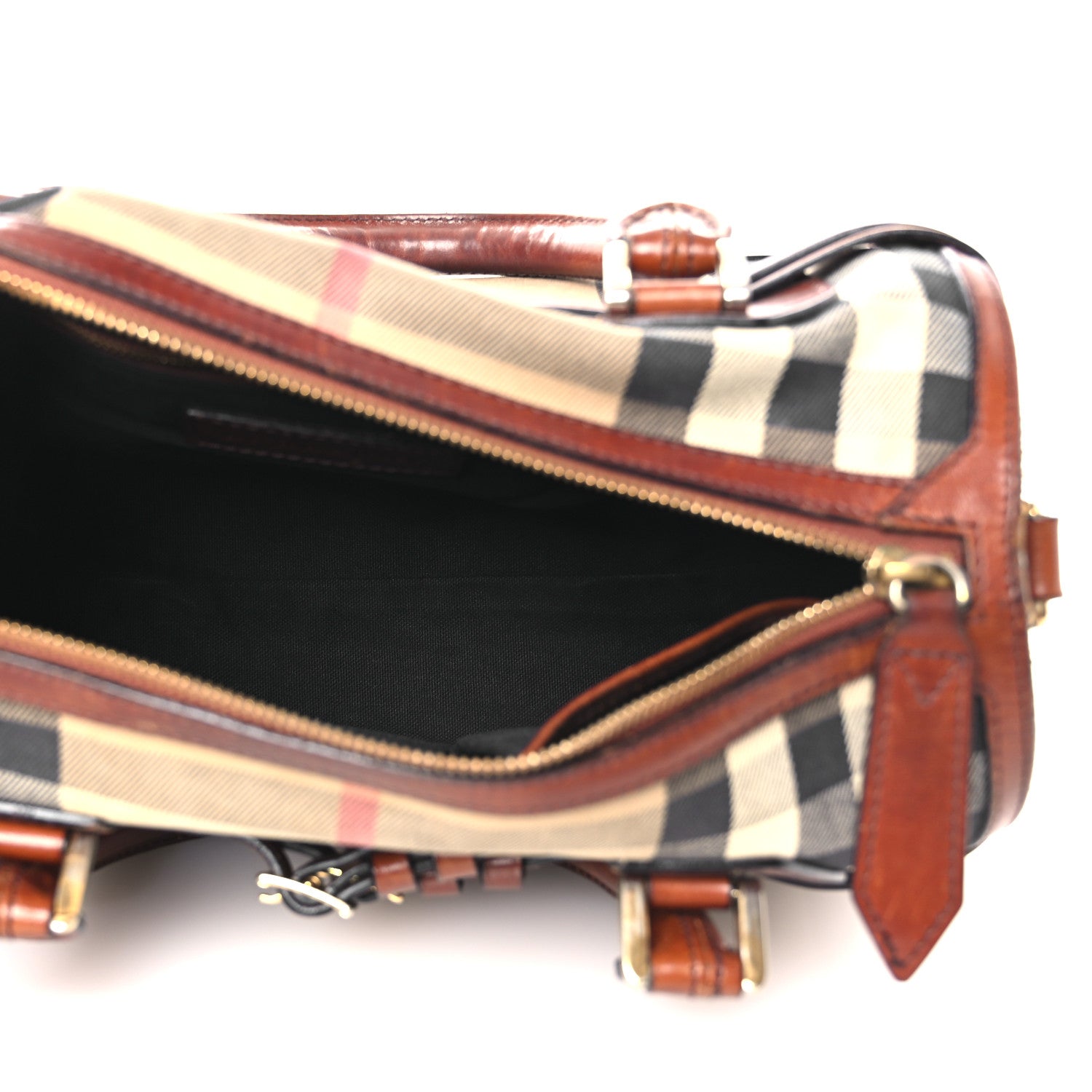 Burberry House Check Bridle Calfskin Medium Alchester Bowling Bag Dark Tan 5 of 20