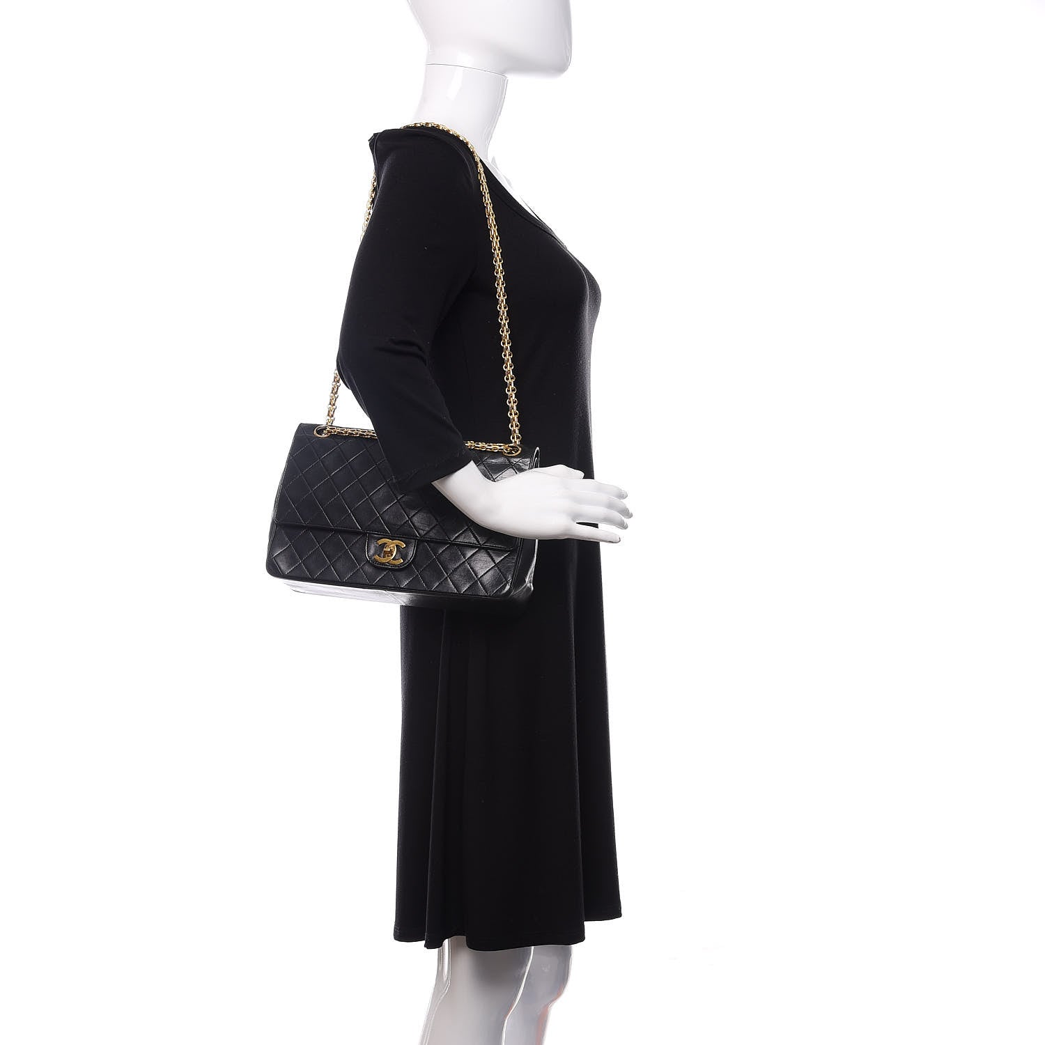 Chanel Lambskin Quilted Medium Double Flap Black 2 of 22