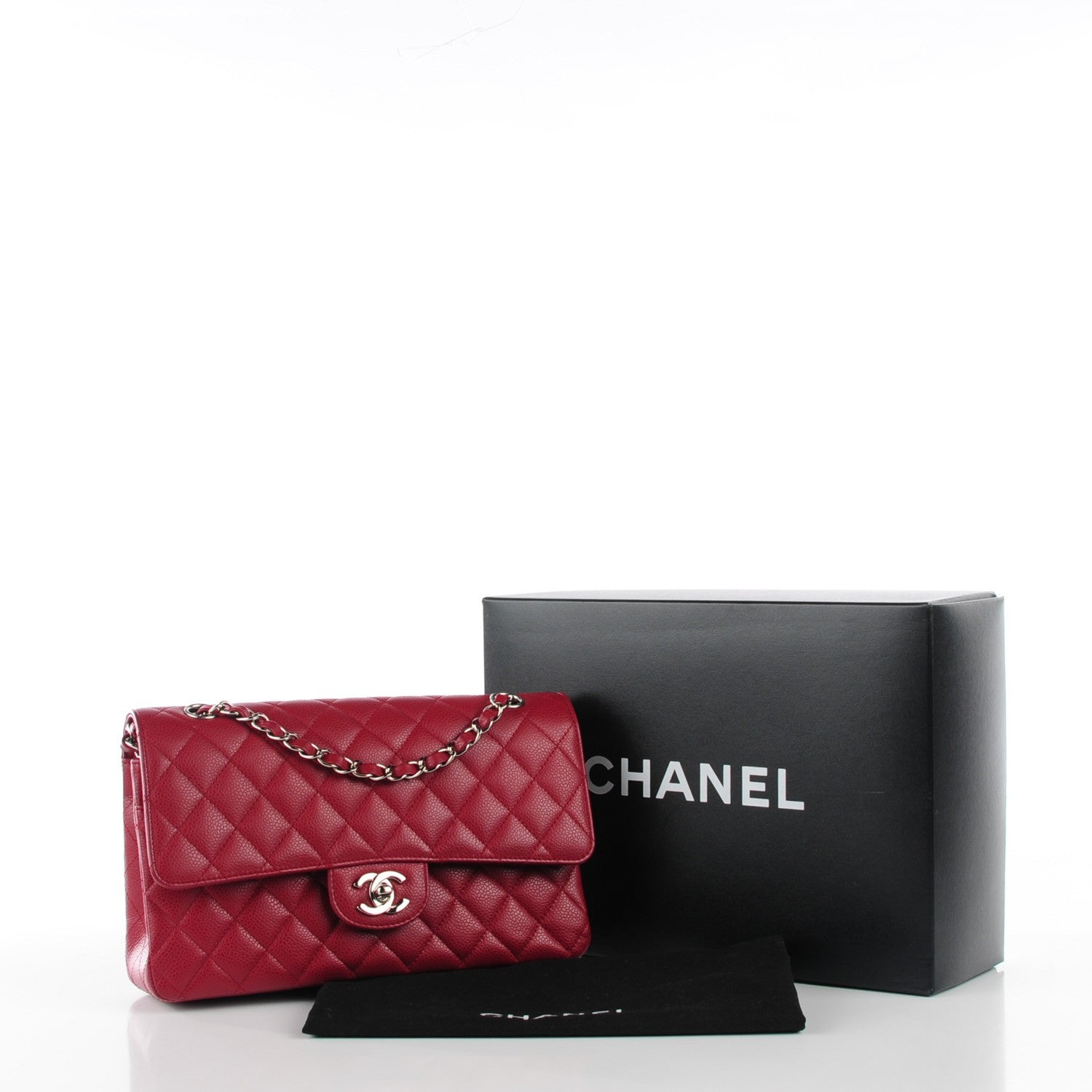 Chanel Caviar Quilted Medium Double Flap Dark Red 8 of 8