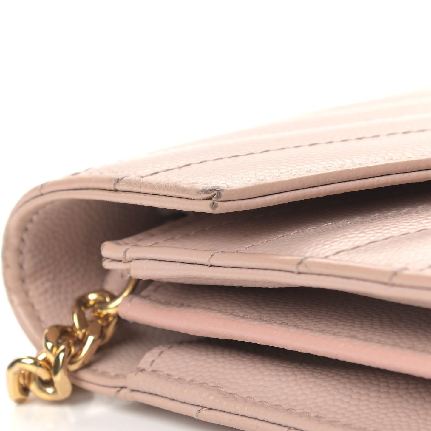 Grain De Poudre Matelasse Chevron Monogram Chain Wallet Pale Pink