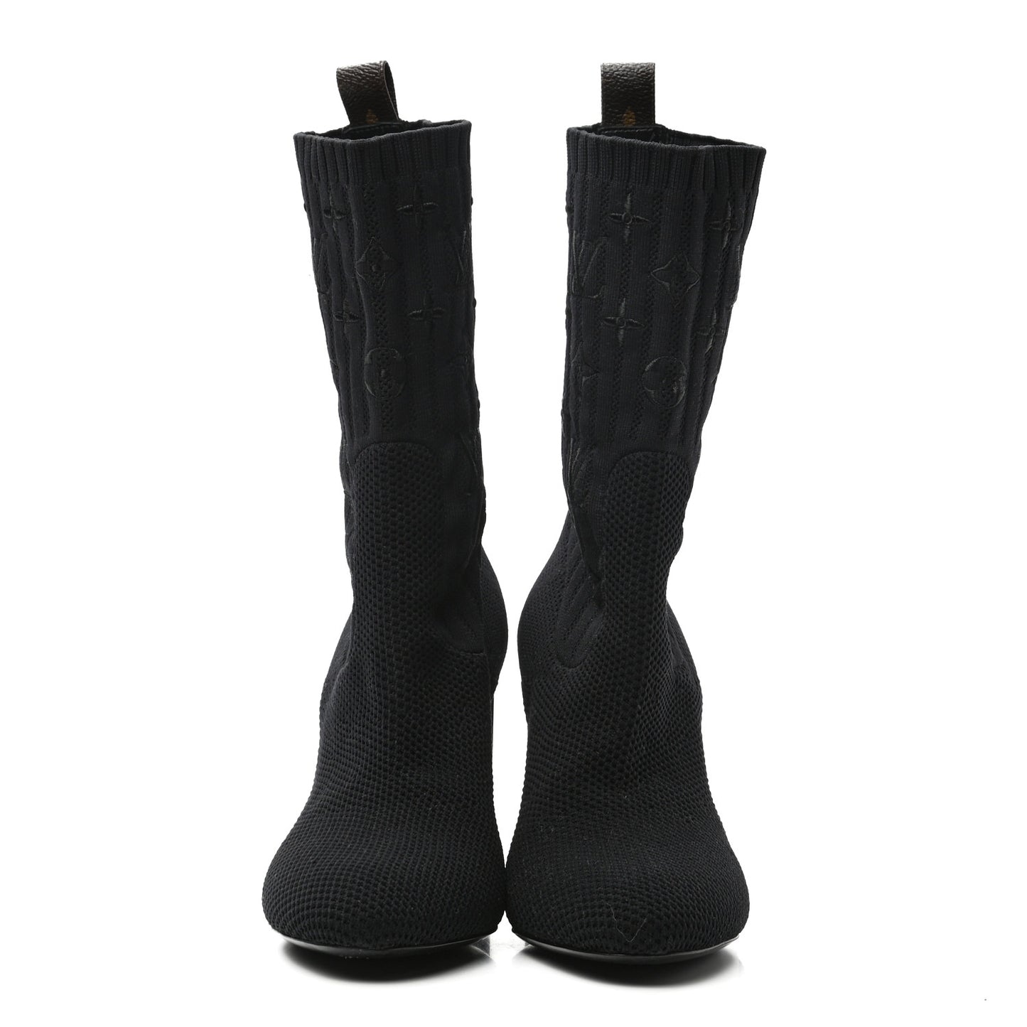 Monogram Stretch Fabric Silhouette Ankle Boots 37.5 Black