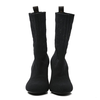 Louis Vuitton Monogram Stretch Fabric Silhouette Ankle Boots 37.5 Black 2 of 7