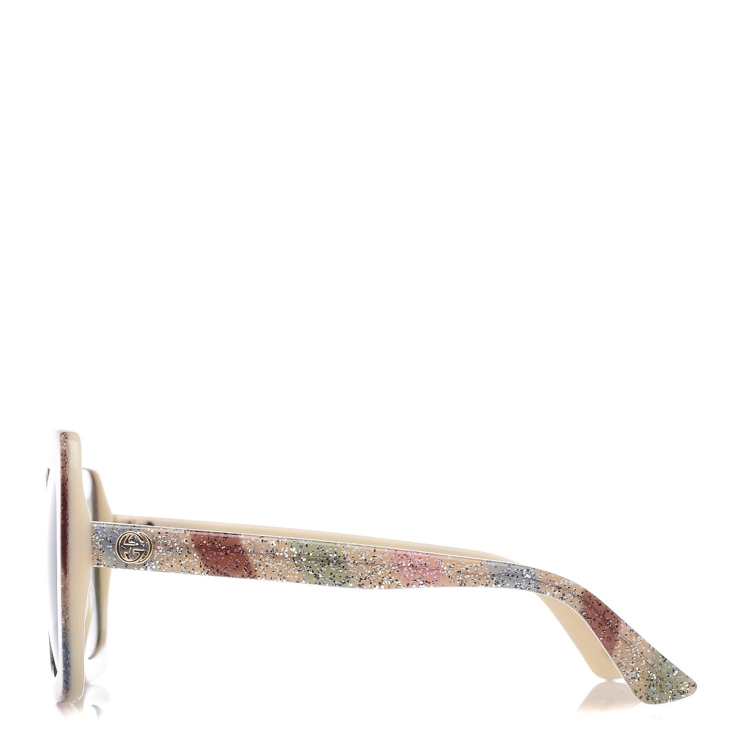 Gucci Square Frame Stripe Glitter GG0328S Sunglasses Ivory Multicolor 3 of 7