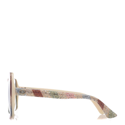 Gucci Square Frame Stripe Glitter GG0328S Sunglasses Ivory Multicolor 3 of 7