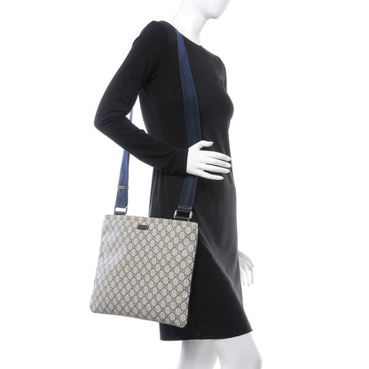 Gucci GG Plus Monogram Large Flat Messenger Bag Beige Blue 2 of 7