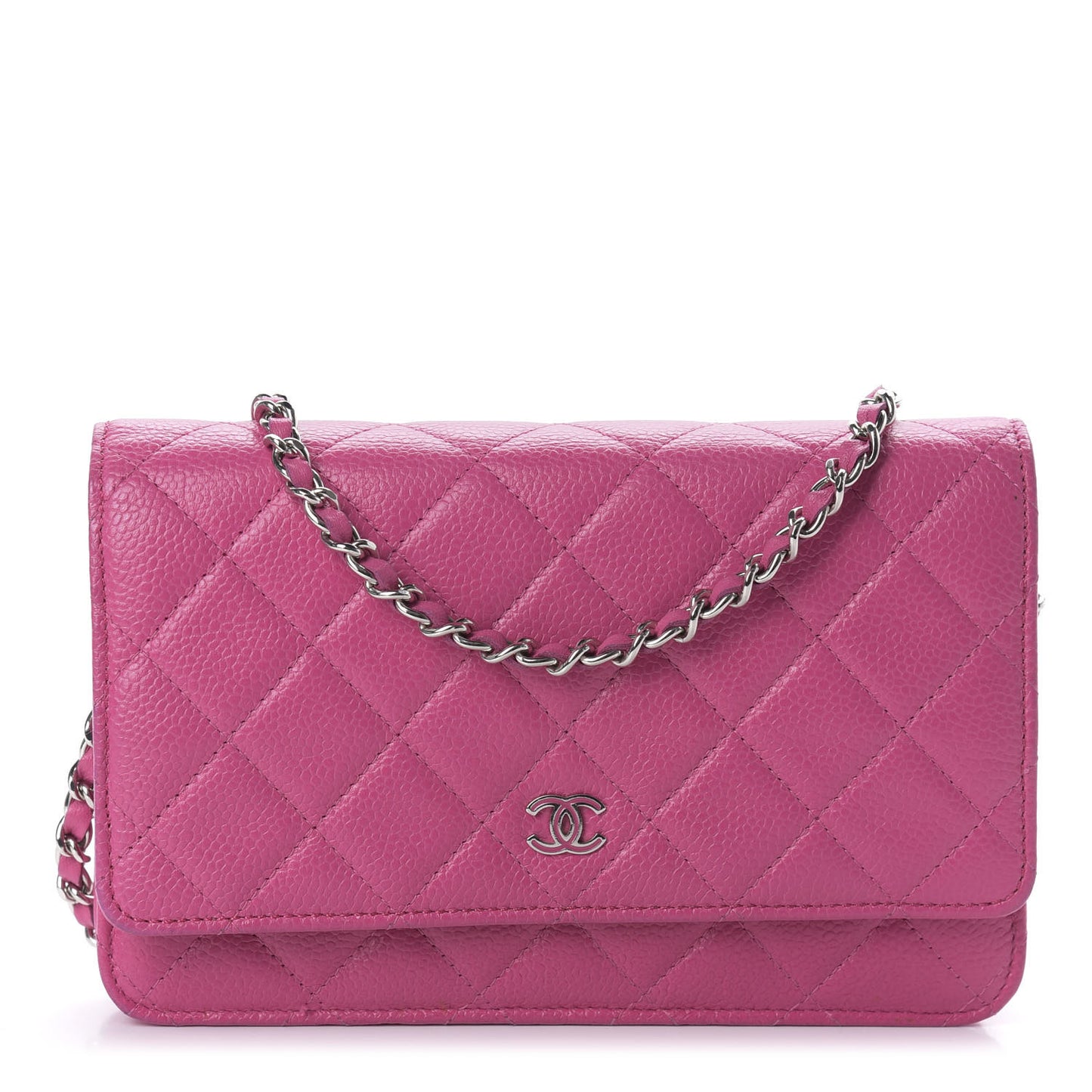 Caviar Quilted Wallet on Chain WOC Pink