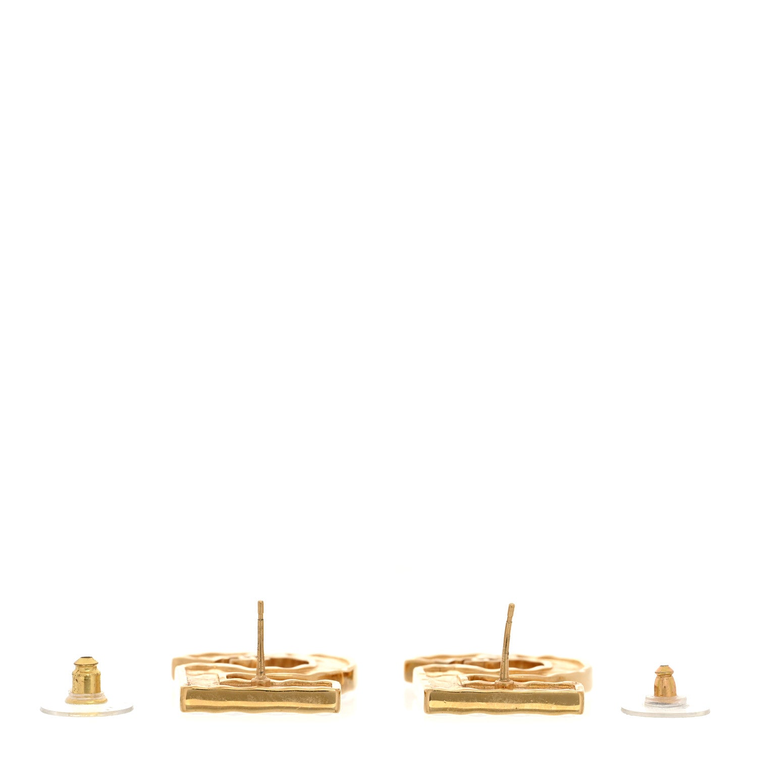 Chanel Metal CC No 5 Earrings Gold Black 3 of 5