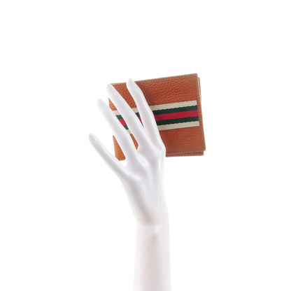 Gucci Pebbled Calfskin Web Bi-Fold Wallet Tan 2 of 7