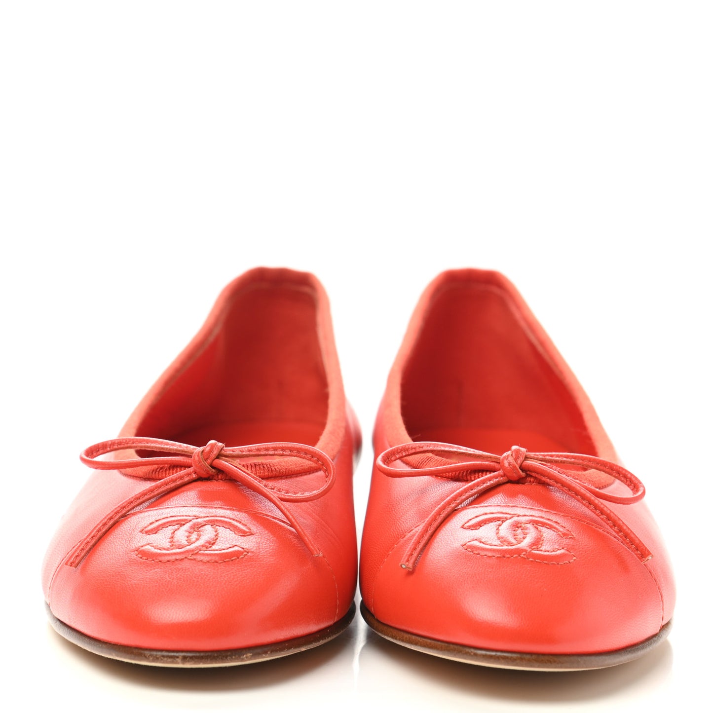 Lambskin Cap Toe Ballerina Flats 36 Coral