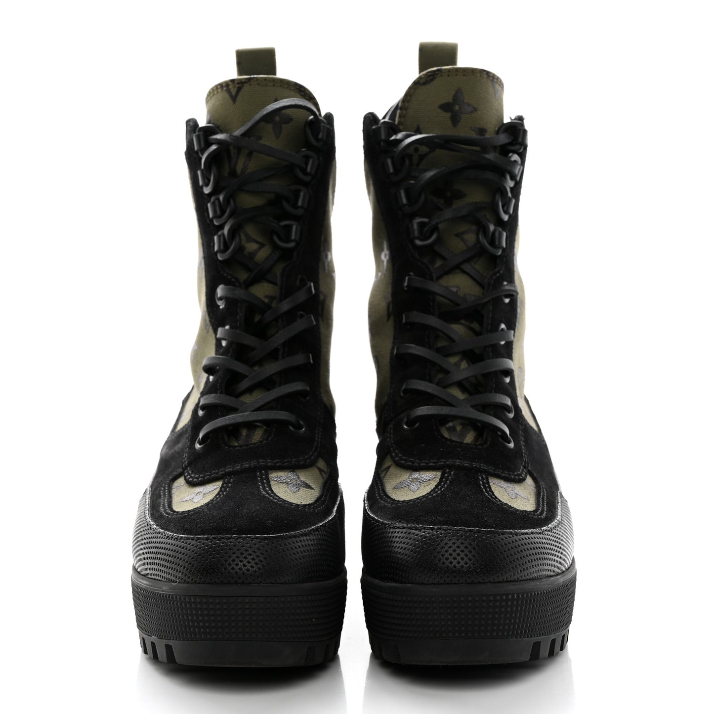Suede Monogram Laureate Platform Desert Boots 40 Kaki Black