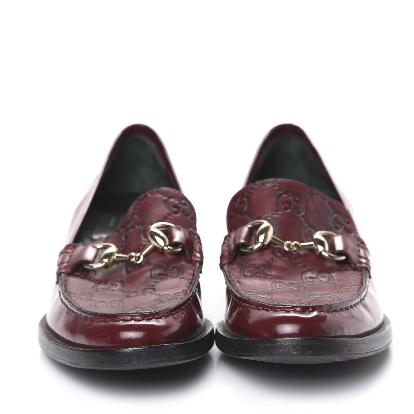 Calfskin Horsebit Guccissima Mens Platform Loafers 7 Burgundy