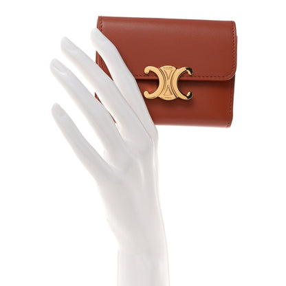 Celine Calfskin Compact Triomphe Wallet With Coin Purse Tan 2 of 8