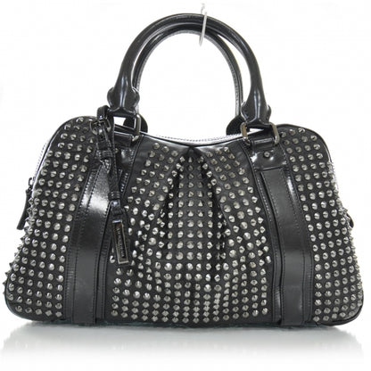Burberry Prorsum Leather Studded Knight Satchel Black 1 of 9