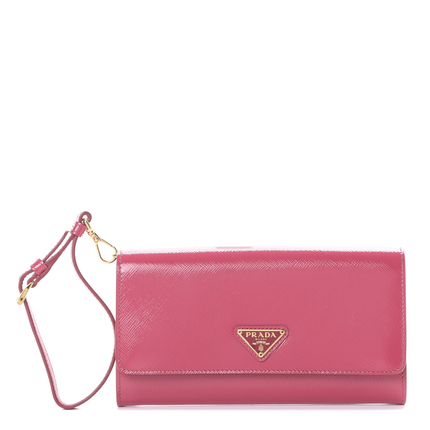 Prada Saffiano Vernice Mini Pochette Wristlet Wallet Peonia 1 of 7