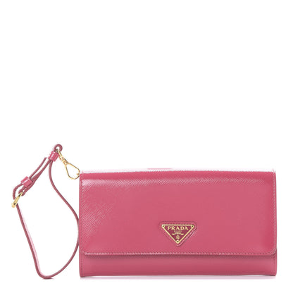 Prada Saffiano Vernice Mini Pochette Wristlet Wallet Peonia 1 of 7