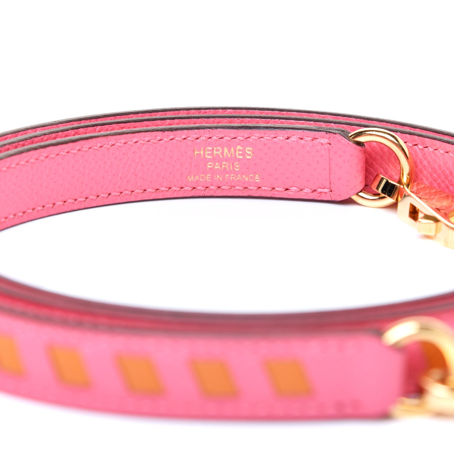 Hermes Epsom 16mm Tressage Shoulder Strap Rose Azalee Abricot 3 of 4