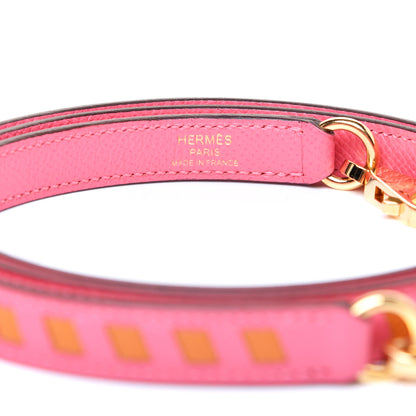 Hermes Epsom 16mm Tressage Shoulder Strap Rose Azalee Abricot 3 of 4