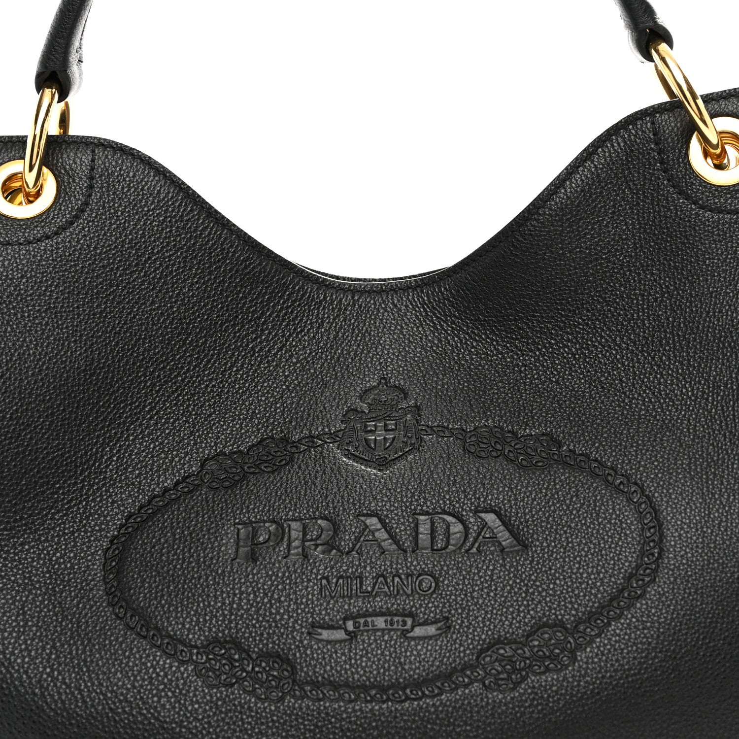 Prada Vitello Phenix Embossed Logo Hobo Black 8 of 10