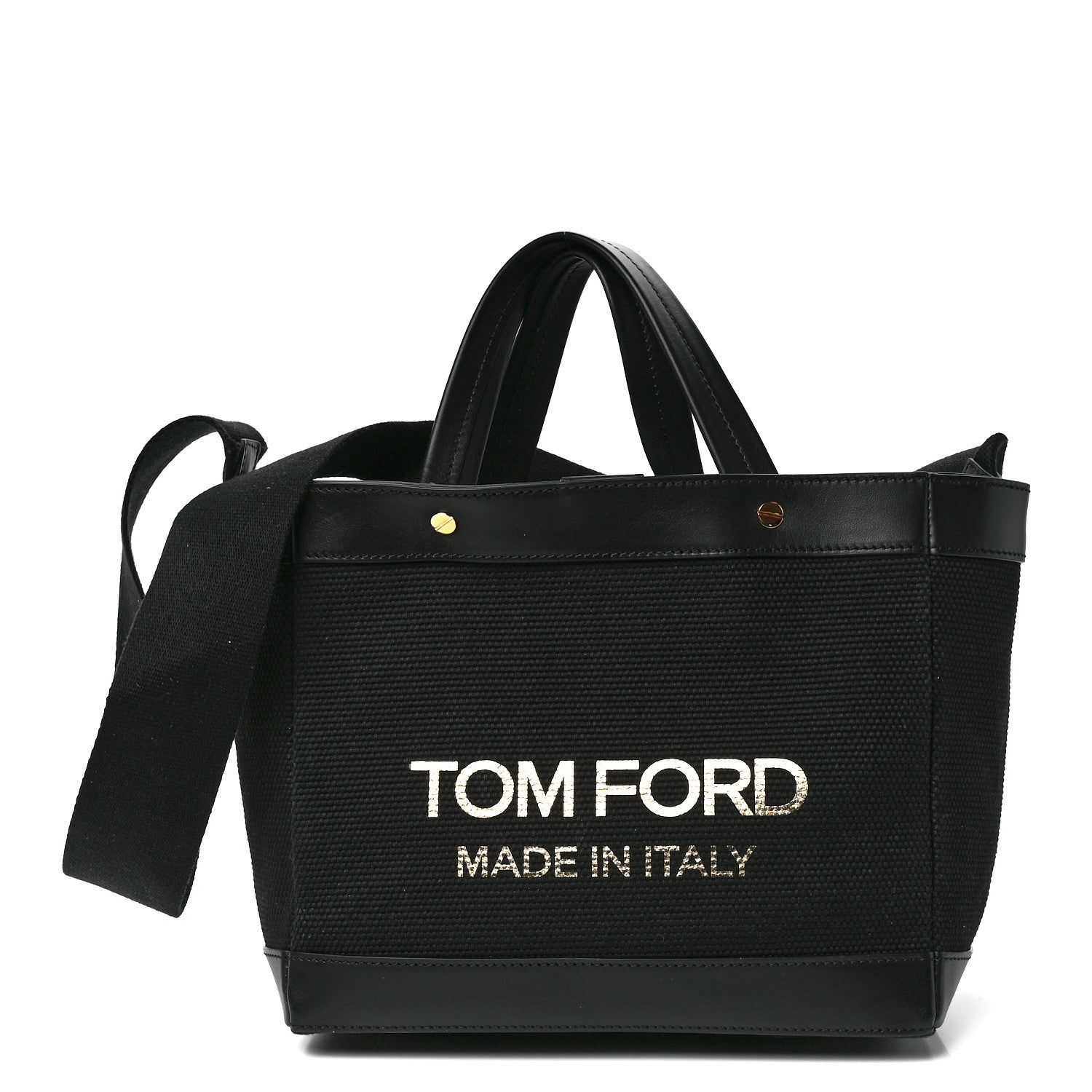 Tom Ford Canvas Calfskin Mini Logo Tote Black 1 of 10
