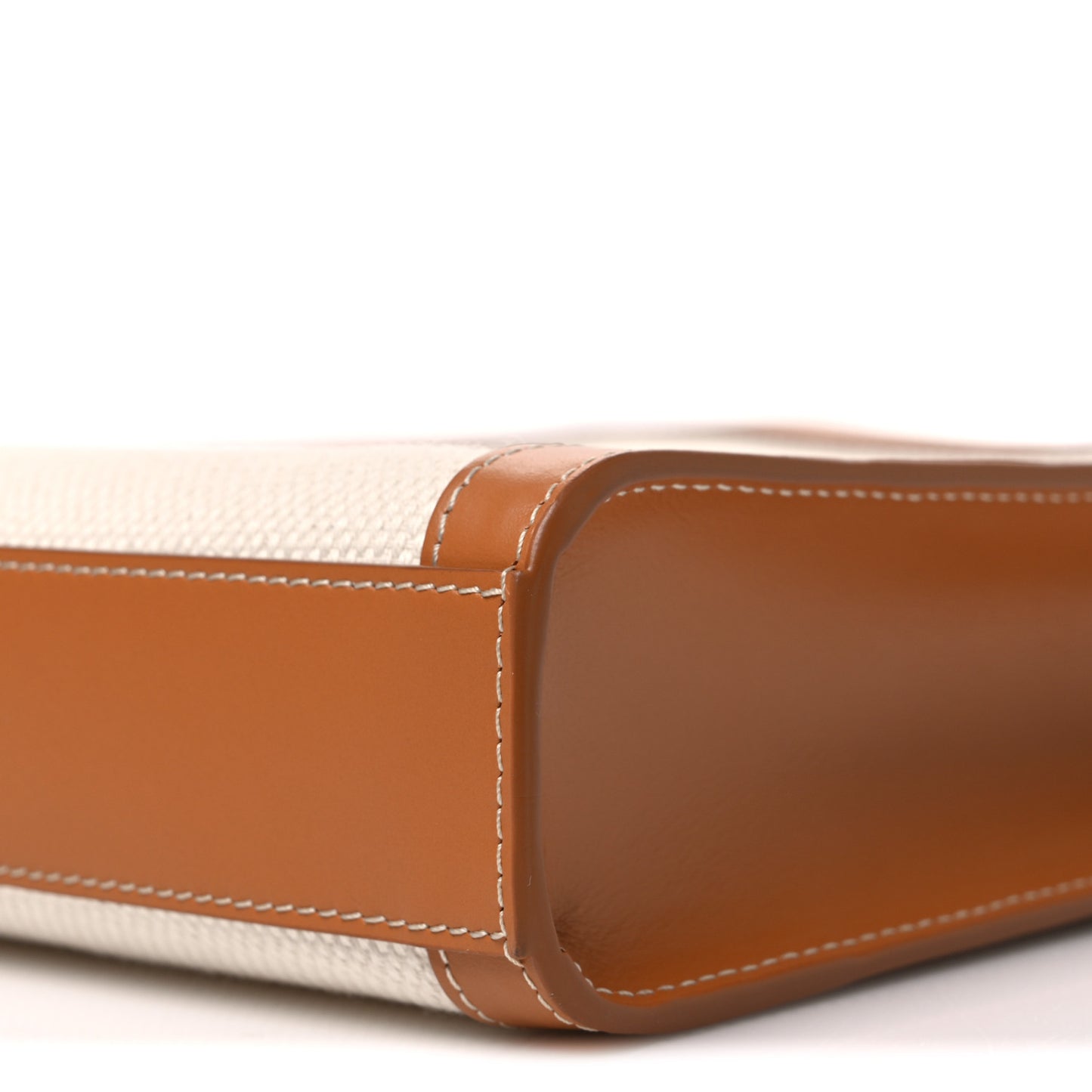 Canvas Calfskin Mini Vertical Cabas Natural Tan